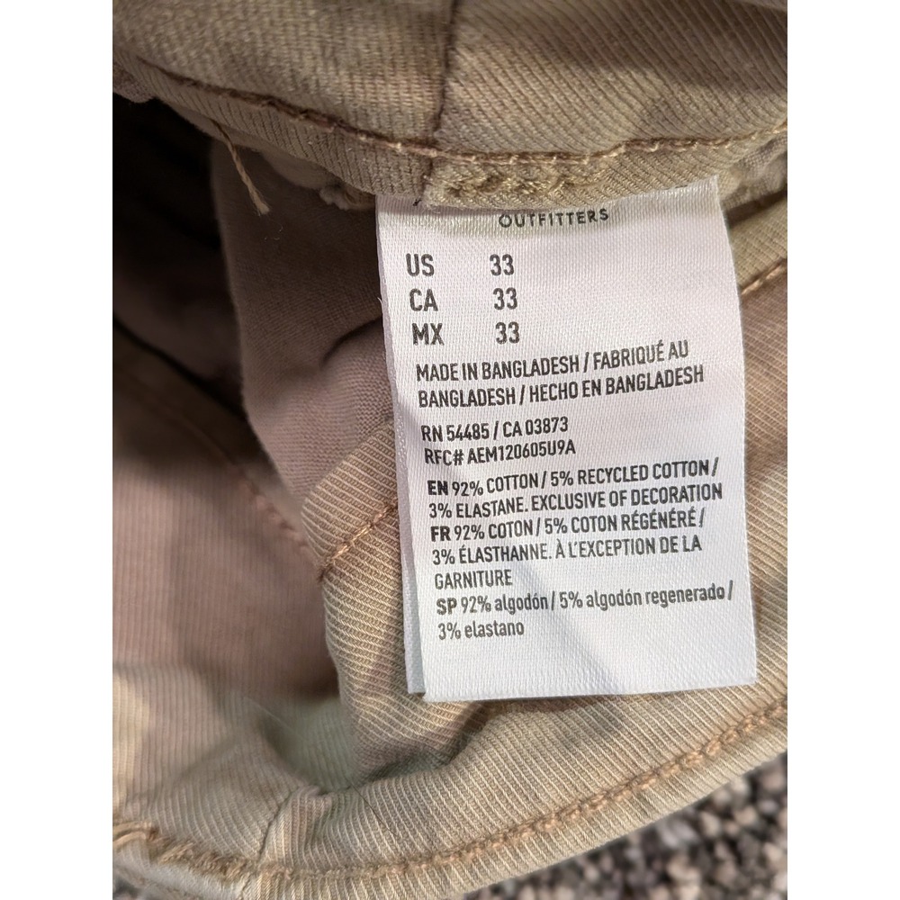 American Eagle Mens Flex Khaki Shorts Tan Distressed Raw Hem Size 33 - Picture 8 of 9